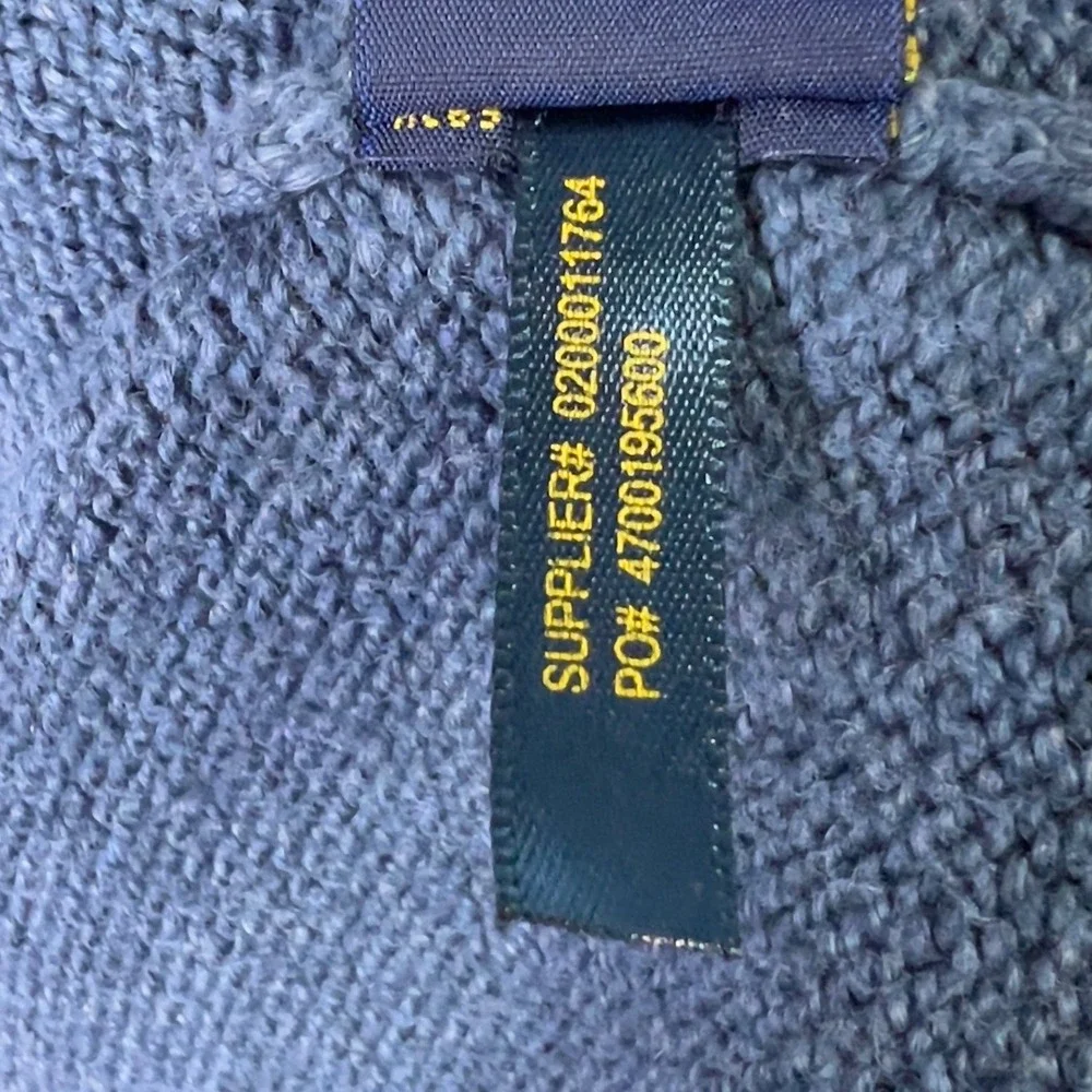 Polo Ralph Lauren Mens XL Blue Cotton Quarter Zip‎ Mock Neck Sweater Red Pony